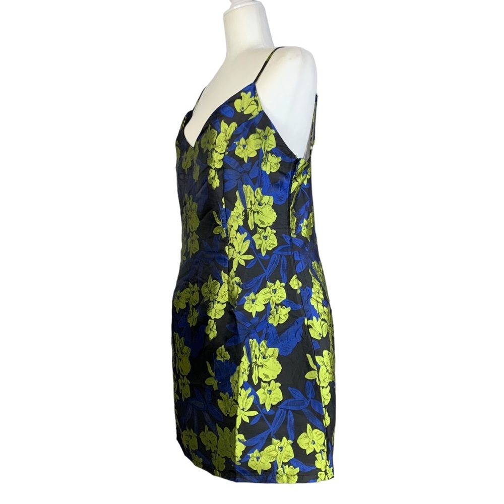 LuLu's Dress Absolutely Exquisite Large Black Blue Floral Jacquard Club Party - Picture 3 of 12